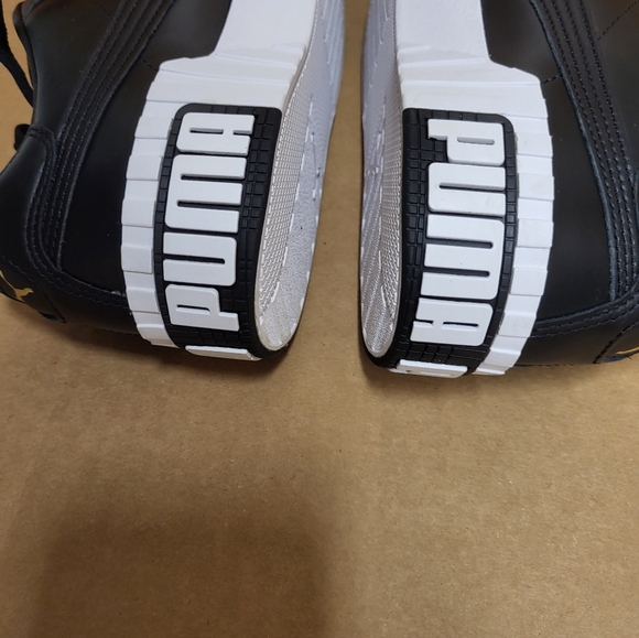 PUMA Cali Bold Black Metallic Gold Women Size 10 - Picture 8 of 16